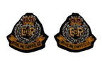 RMP Collar Badges OFC & SGT Hand Embroidered Mess Kit Queens Crown