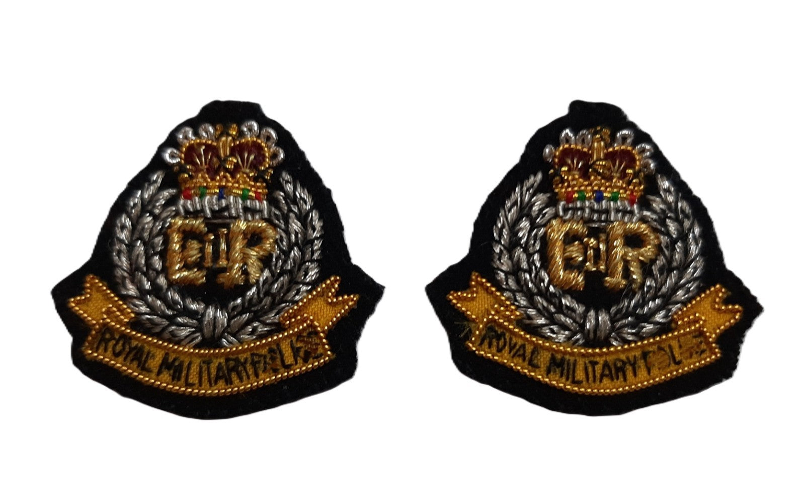 RMP Collar Badges OFC & SGT Hand Embroidered Mess Kit Queens Crown
