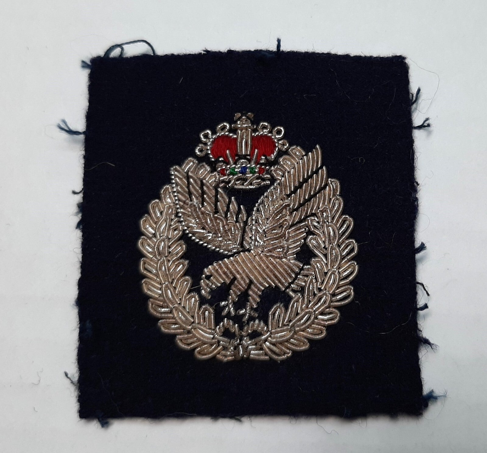 Vintage AAC Beret Badge British Army Air Corps Wire Insignia Patch on Blue