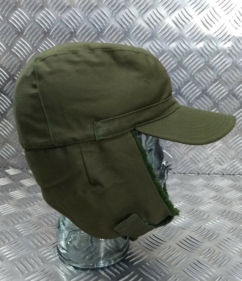 Genuine Swedish Army Olive Drab Green Cold Weather Dog / Trapper Hat 58cm DK1