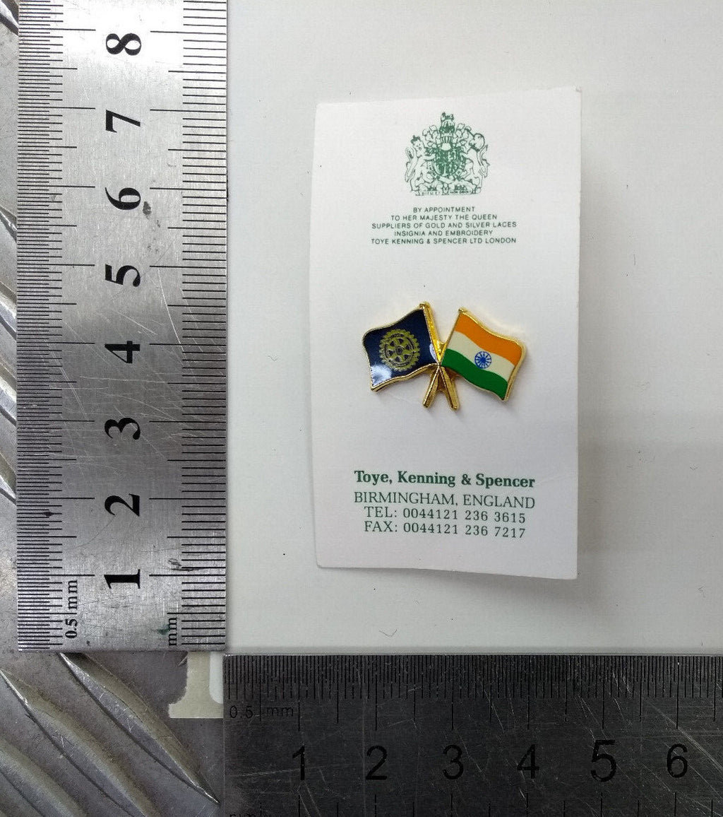 Rotary International Club Twin Flags Metal Lapel Pin Badges Set of 8 - NEW