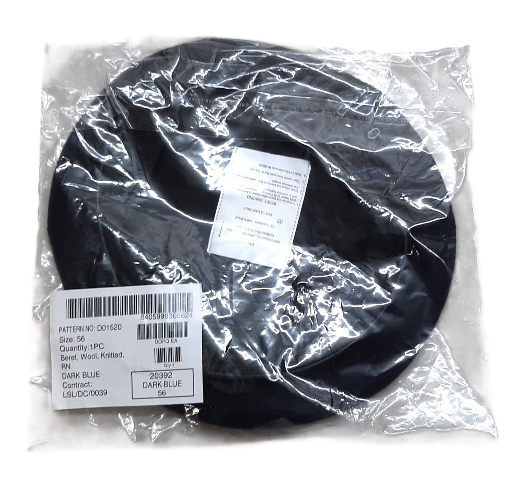 Naval Beret Wool With Leather Rim & Badge Eyelets NEW