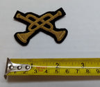Mess Kit Badge Crossed Trumpets British Army Hand Embroidered Wire Arm Patch