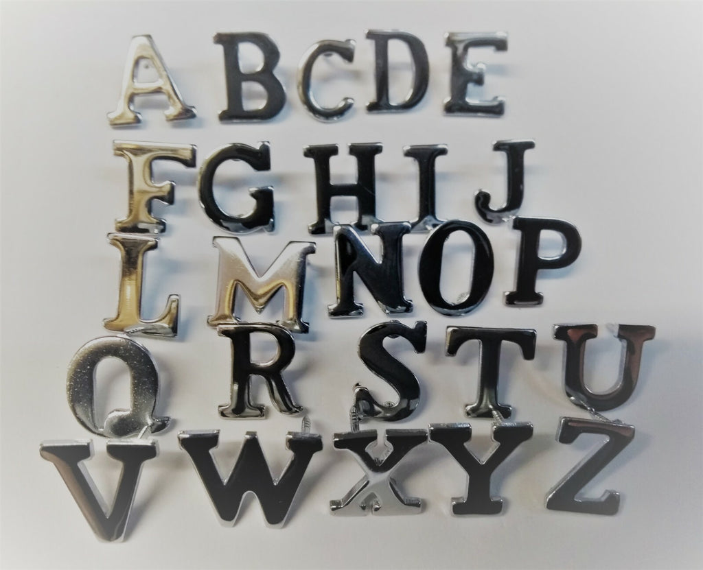 British Made Issue Snap Pin ½" Chrome Shoulder or Collar Letters A-Z