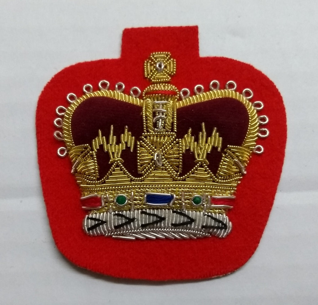 Warrant Officer Crown No1 WO 2 Scarlet British Army Hand Embroidered Arm Patch