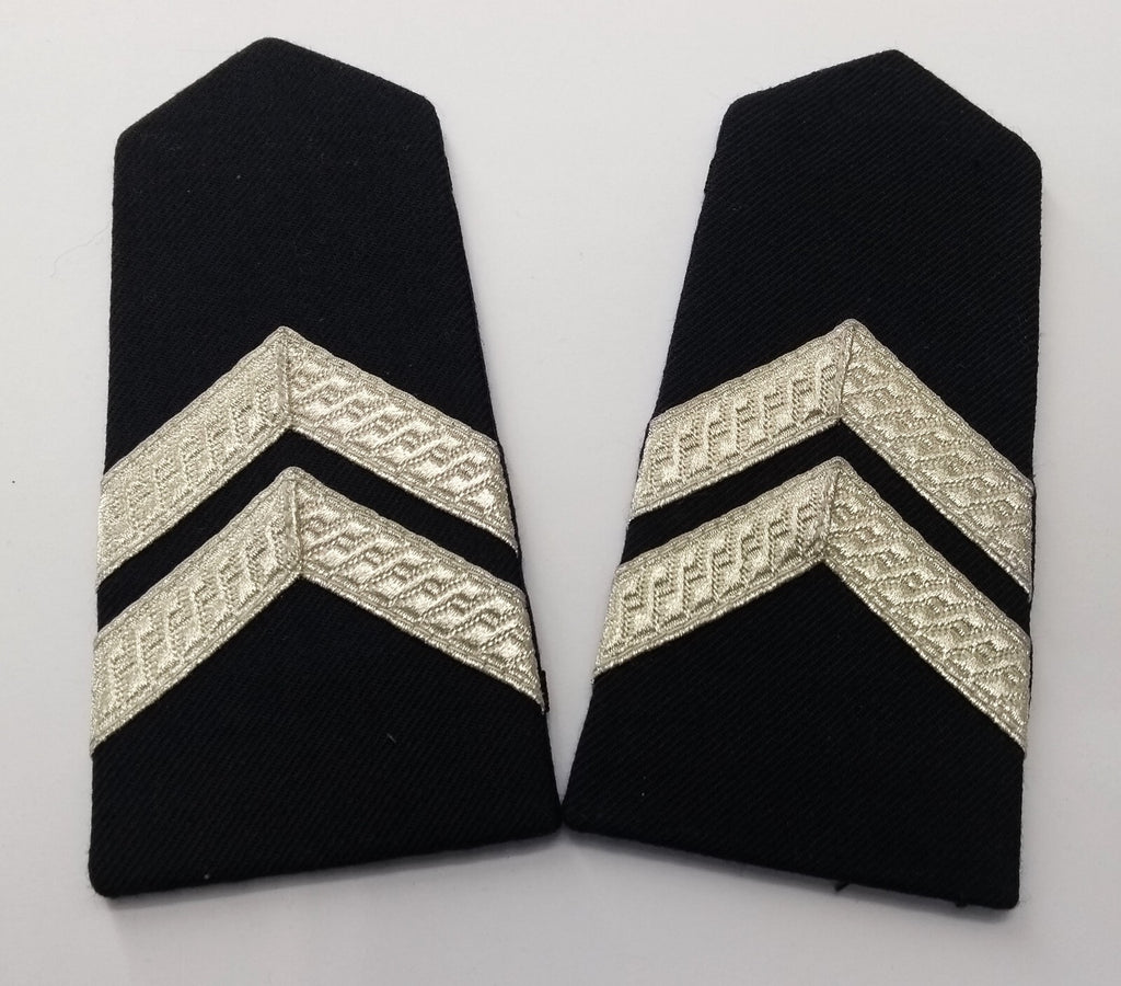 Naval Shoulder Slides / Boards Officers Style Silver Lace Chevrons Navy NEW