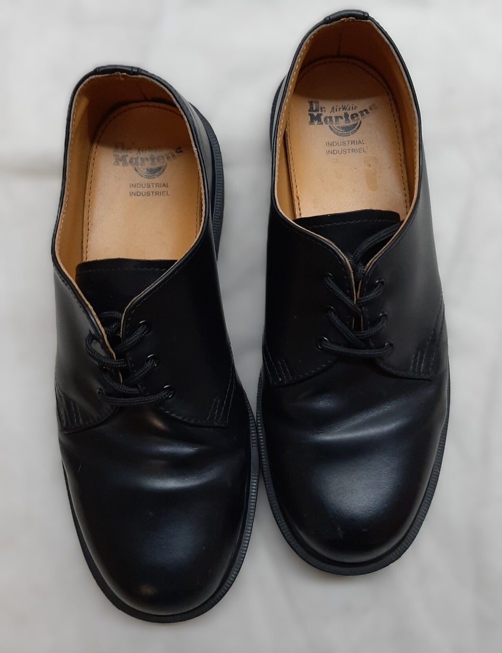 Dr. Martens Shoes Black Airwair Soles DM`s Industrial Full Grain Leather UK 9