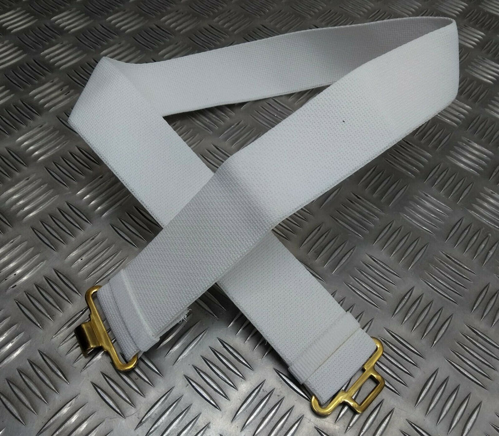 British Army Issue White Courlene Parade Belt with Brass Buckle