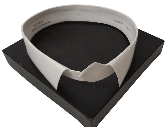 Stiff White Detachable Fold Down Albany Style Collar Cotton Made in England