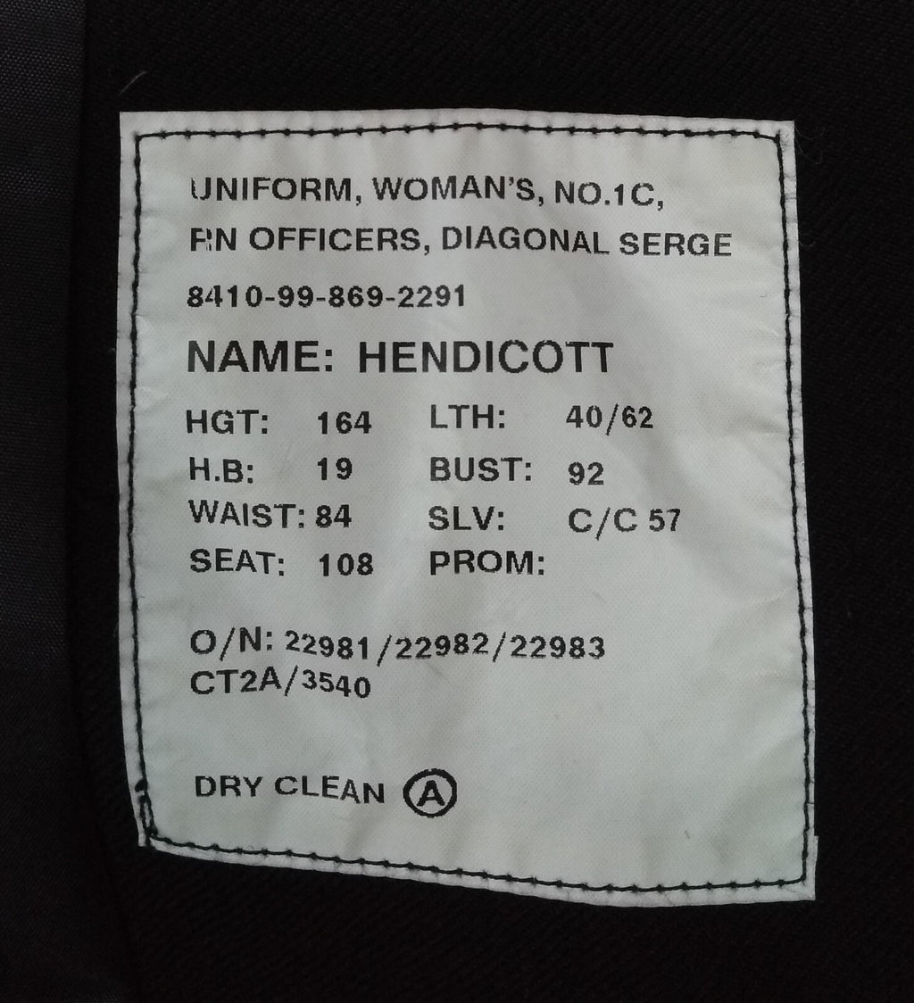 WRN WREN's Ofc Jacket No1 C British Royal Navy RN Issue MTO No1C NX