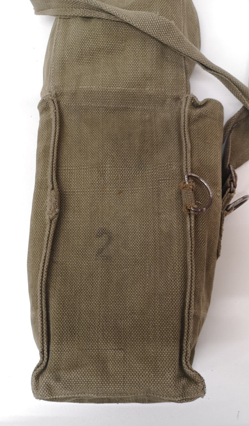 Vintage Belgian Army Canvas Shoulder Satchel Bag Gas Mask Heavy Duty Webbing