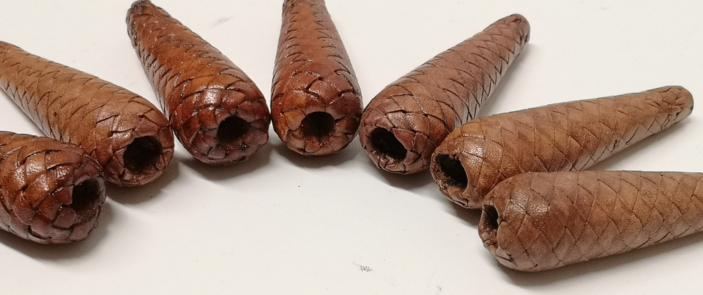 Sword Knot Acorns Brown Leather Bound Replacement Parts set of 7