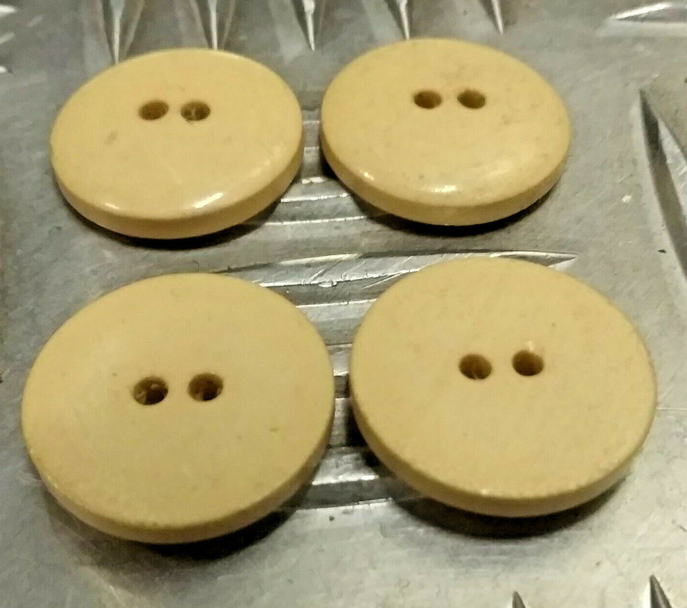 Ceremonial Buttons Ivorine 2 Hole Plastic Genuine Vintage Issue X4 18mm