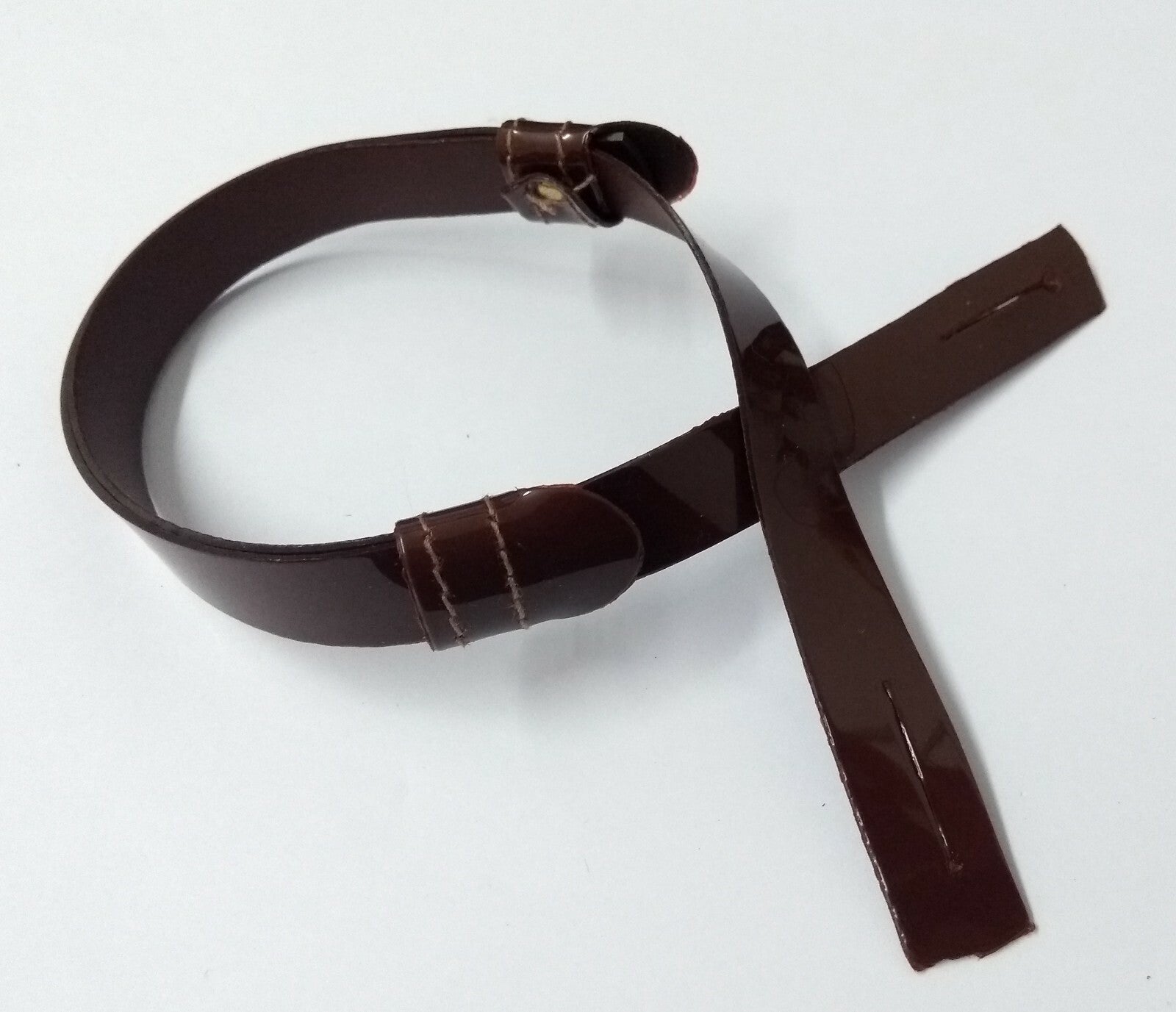 Genuine Issue Hi Sheen Brown 3/8" Dress Hat Adjustable Chinstrap X2 CS6