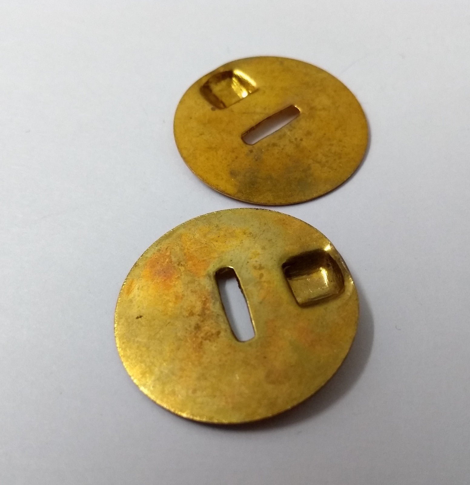 Genuine Vintage Round Brass Type Button Backing Plates X 1 Pair