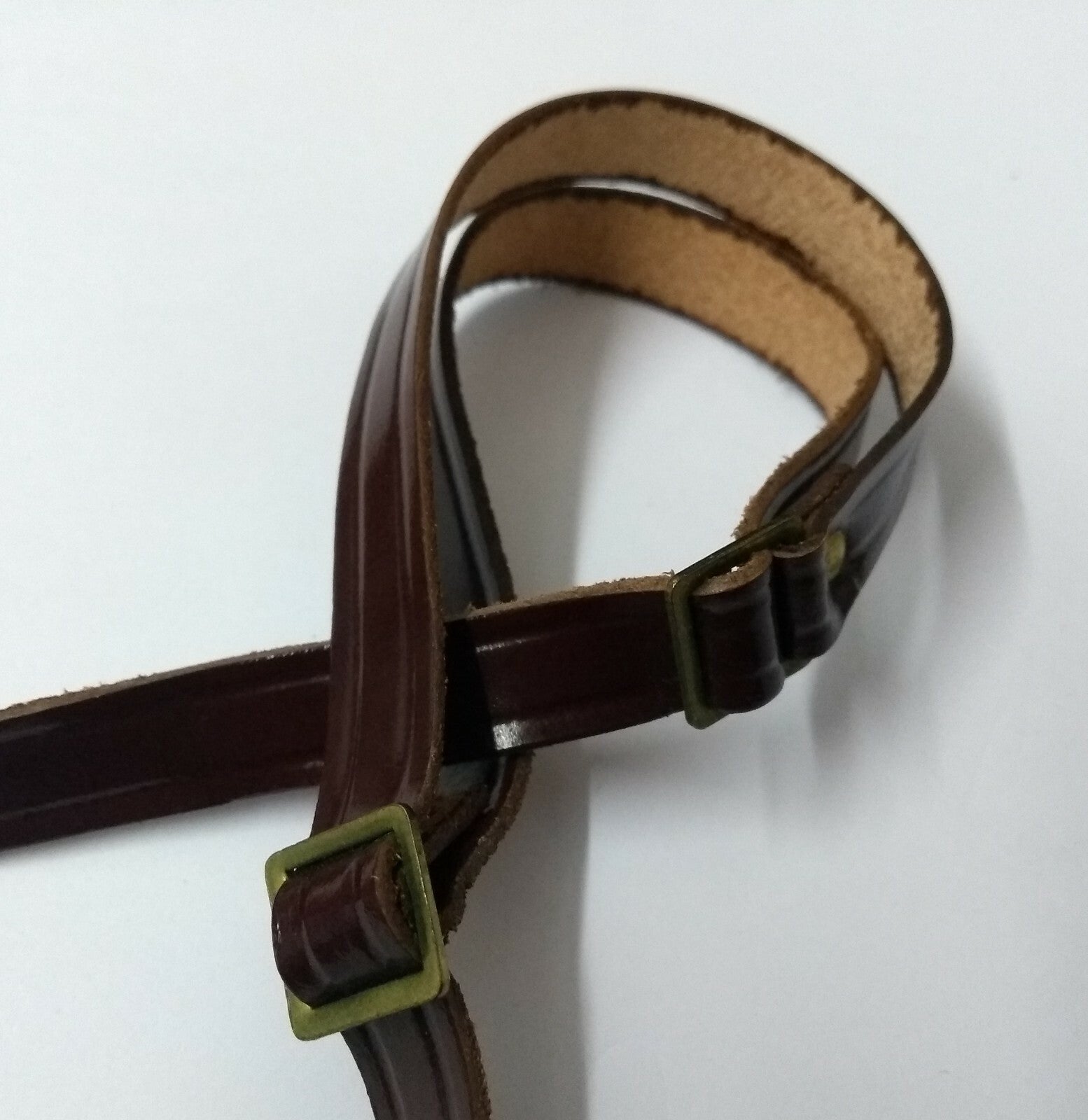 Chinstrap Dark Brown 3/8" Adjustable Leather Chin Strap Army Brown Coloured NEW