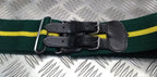 Stable Belt 64mm Green with Yellow Stripes Double Leather Strap UK Made Large