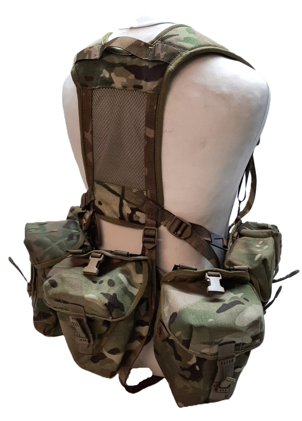Airborne Army Webbing British Assault Camo Belt Yoke & Assorted Pouches (5)