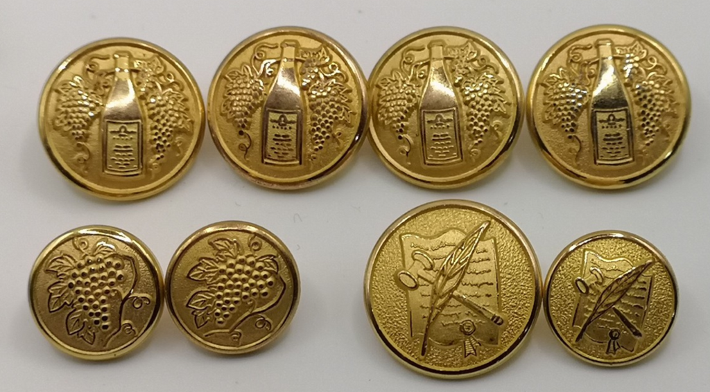 Solid Brass Gilt Finish Blazer Buttons set of 8 in 3 different Designs