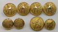 Solid Brass Gilt Finish Blazer Buttons set of 8 in 3 different Designs