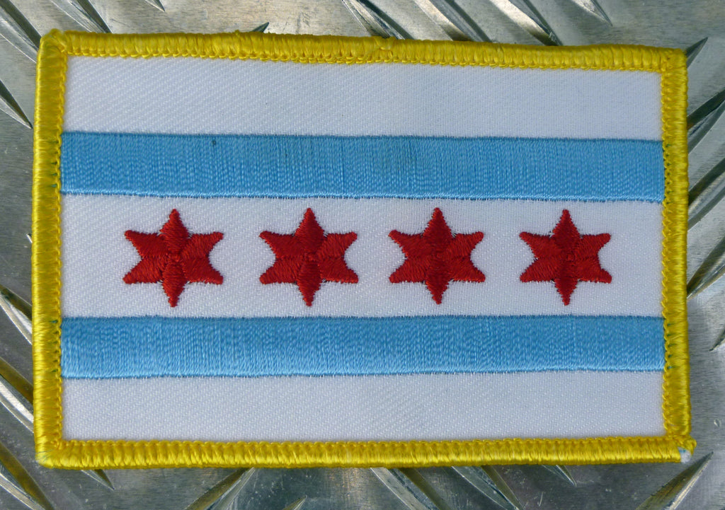 US USA Chicago City Flag Sew on American patch 4 star 2 bar- NEW