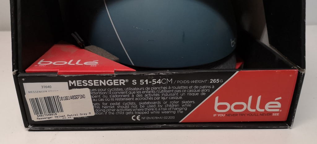 Bollé Messenger Helmet Petrol Grey Matte S 51-54cm 265g Untested / Ex-Display