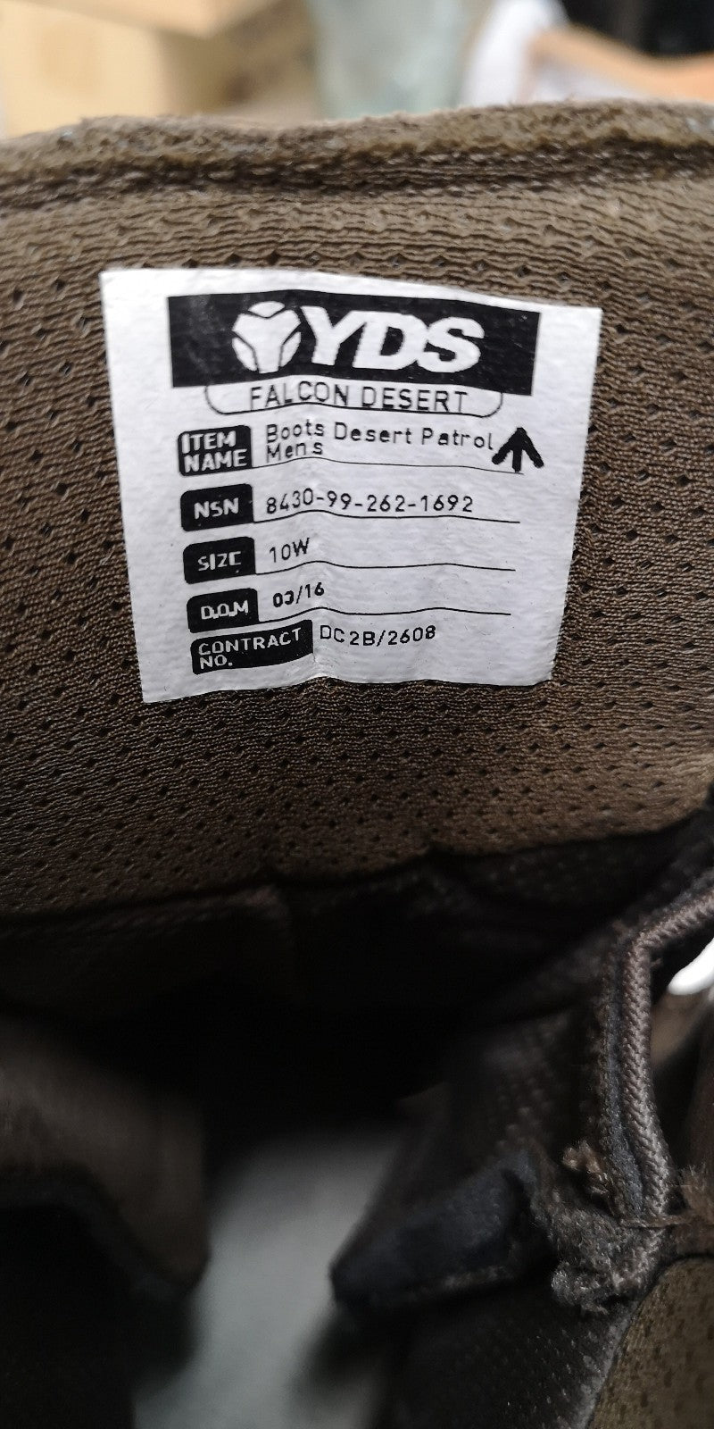 Army Desert Brown Boots YDS Falcon Warm Weather Footwear UK 10W