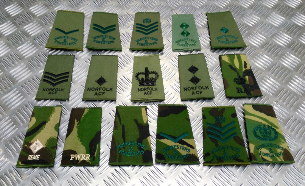 British Forces Assorted Regiments Rank Slide Various Camo Colours - New