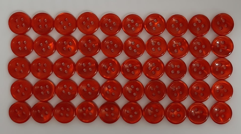 Vintage Buttons 50 4 Hole Shirt Shank Anchors Pearlesque Red 9.8mm NOS