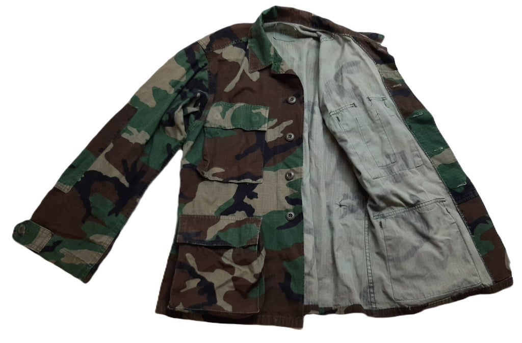 Vintage US Jacket Hot Weather Woodland Camo Ripstop Combat Coat X SMALL