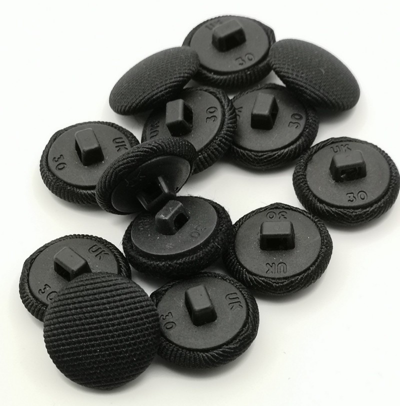 Black Fabric Covered Buttons Line Pattern 30L x12