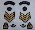 Central Band Badges for Dress Jacket Includes 3 Bar Chevrons Shoulder Mudguards
