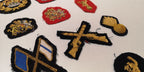 Various Wire Braided Patches on Black & Red Felt British set of 11