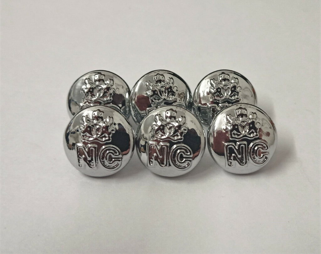 Nigerian Forces Unity NC Crest Insignia Ringed Silver Buttons 12mm V0198 X6