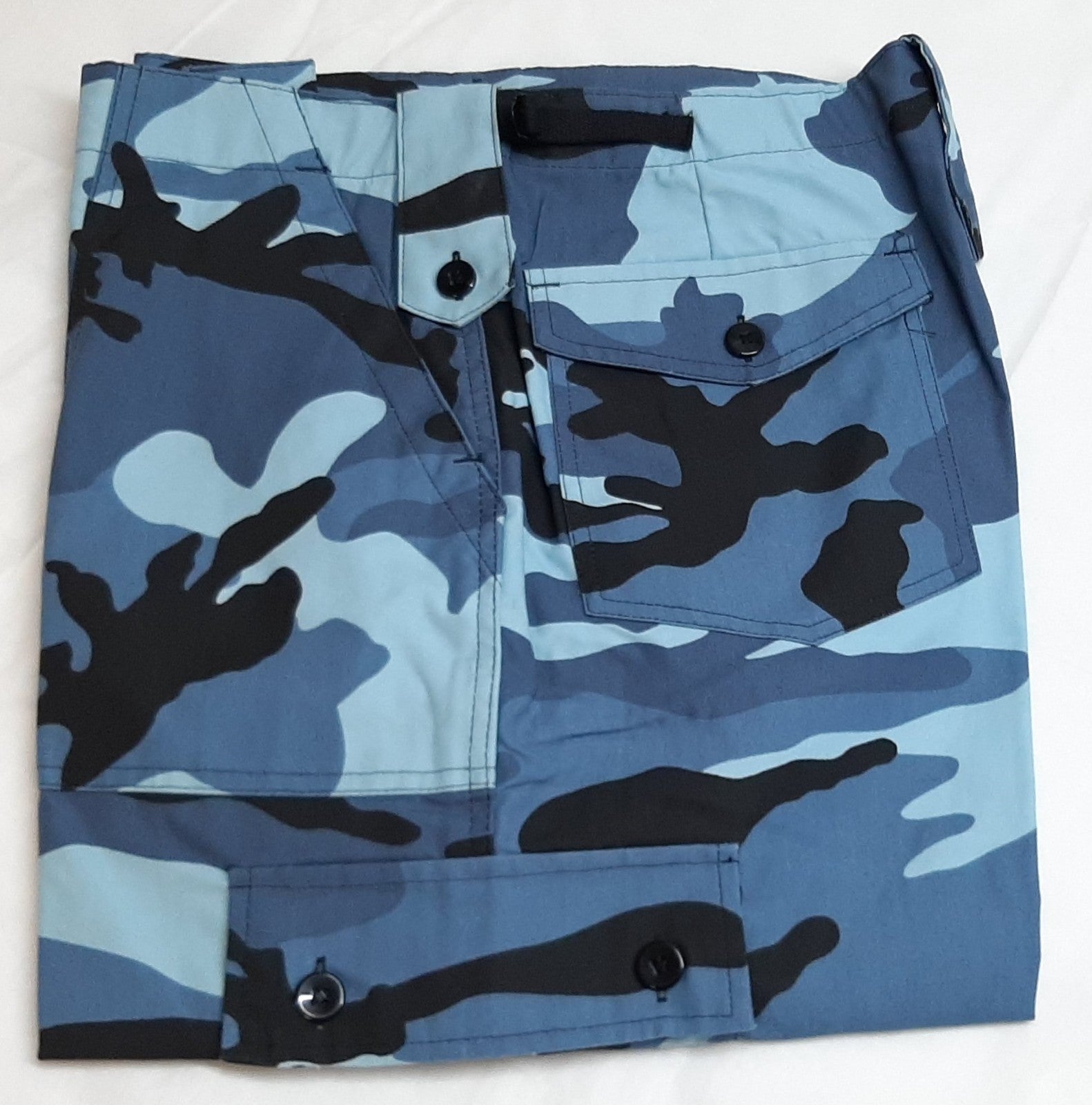 Midnight Blue Camo Military Style Combat Cargo Trousers - 36"-40" - Used
