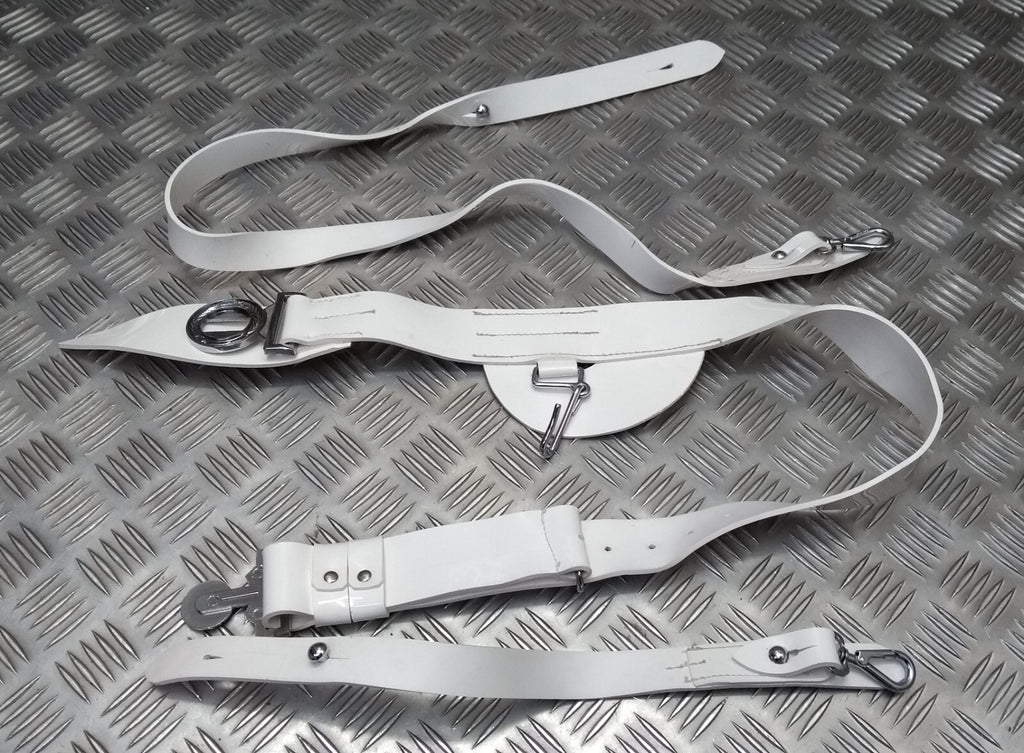 Bahrain Belt White Short & Long Straps Buckle & Chrome Fixings