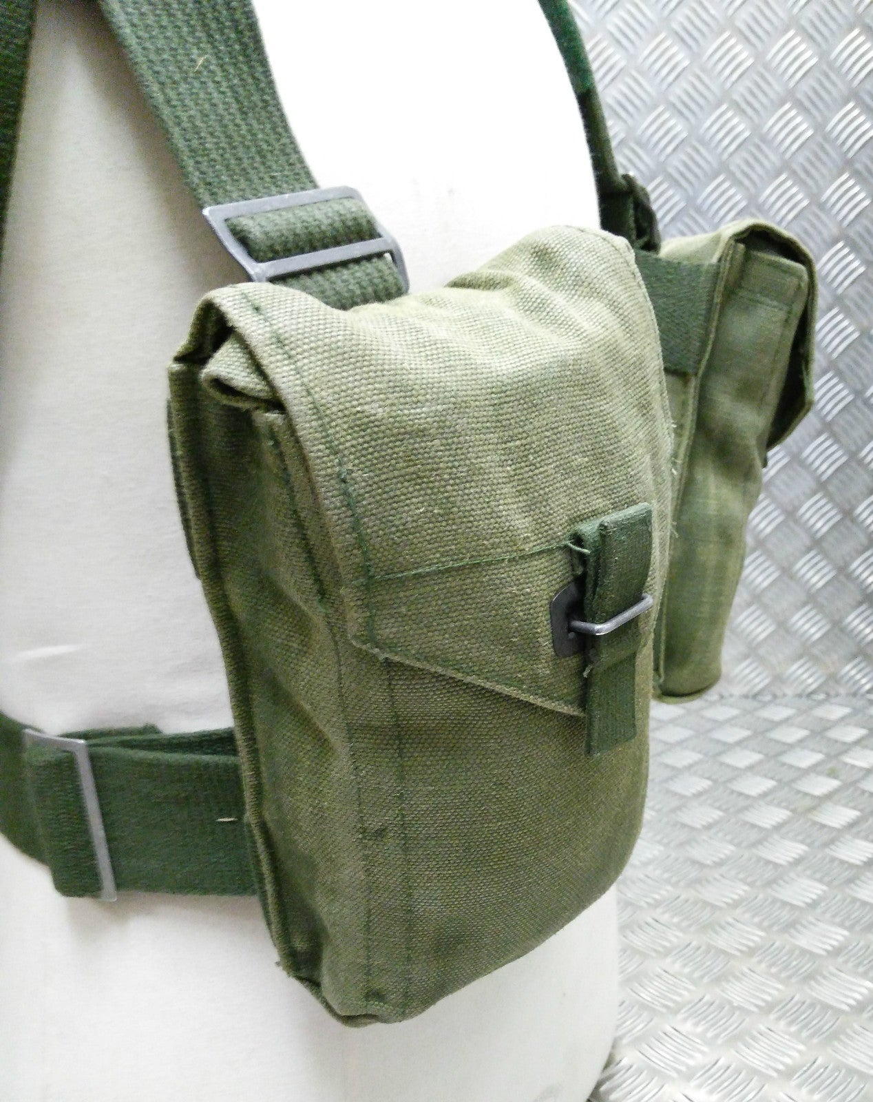Genuine Vintage Army Webbing Set / Battle Pack Belt And Pouches Heavy Canvas G2