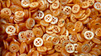 Buttons 100 Vintage 4 Hole Shirt / Shank Anchors Pearlesque Orange 10.9mm NOS