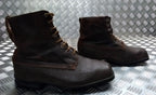 Vintage Brown Boots 1940s Pattern With 1960s Rubber Tread Sole 8 Eyelet Size 44
