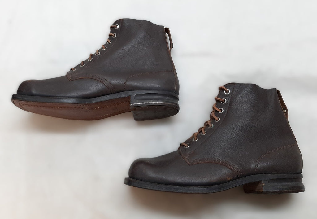 Vintage Army Boots Brown Leather WW2 Pattern 1947 Heel Plates Stitched Sole EU49