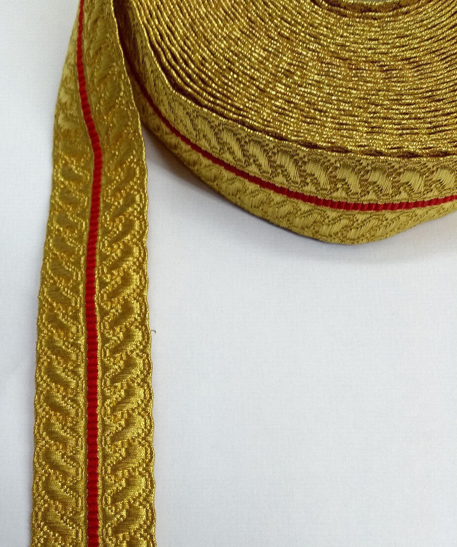 Gold Red Cotton Metalised Polyester Lace Genuine British Made Issue