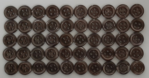 100 Vintage Buttons 4 Hole Shirt / Shank Anchors Pearlesque Brown 10.9mm NOS