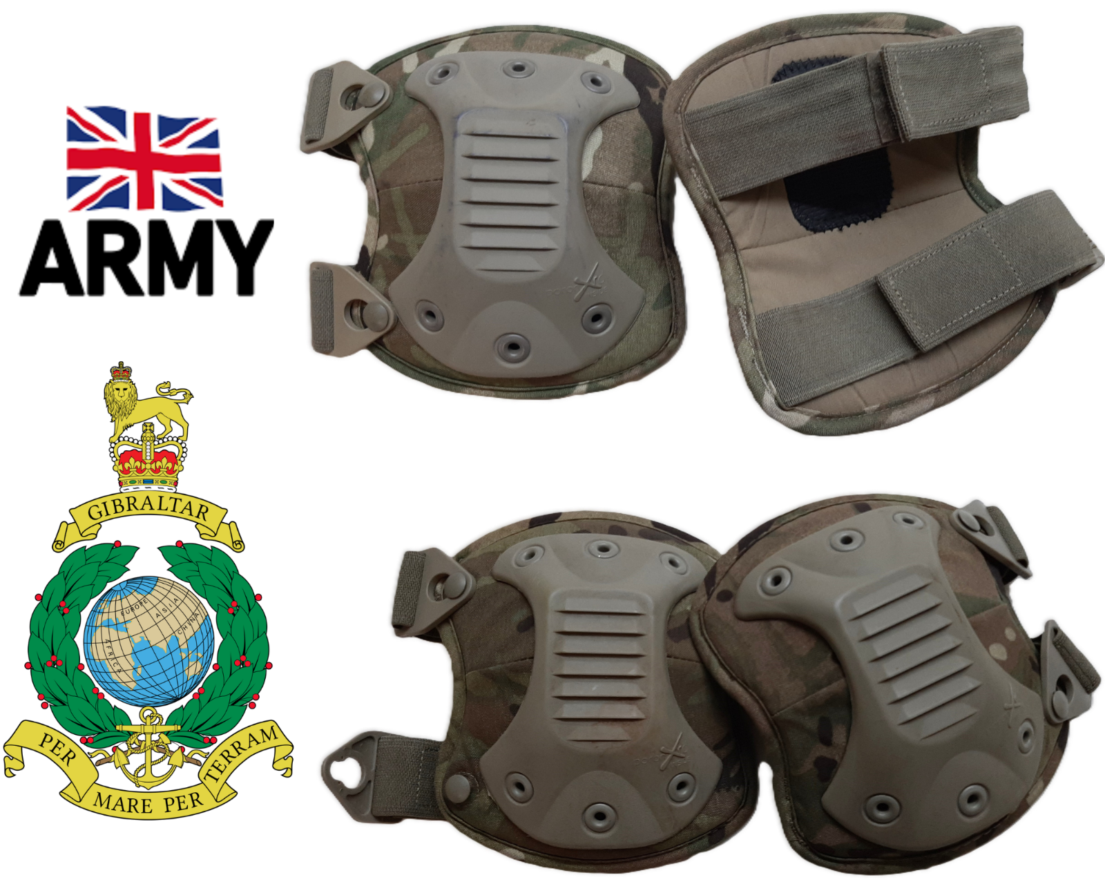 Virtus Knee Pads British Army & Royal Marines MTP Camo Proxon Airsoft Paintball