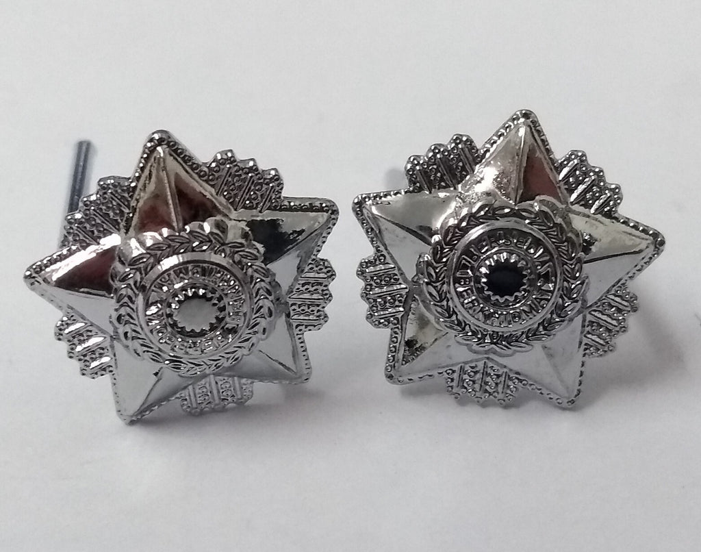 Bersedia Berkhidmat Pips For Officers Silver Coloured With Two Prong Fixings