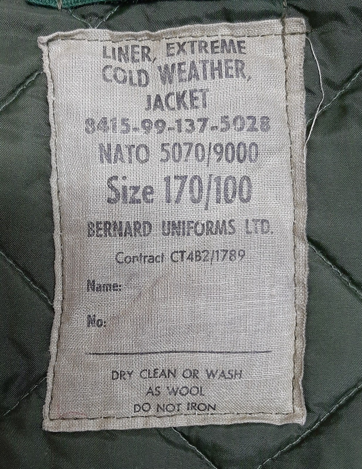 ECW Jacket Liner or Falkland's Field Parka Quilted Lining 170/100cm