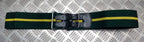 Stable Belt 64mm Green with Yellow Stripes Double Leather Strap UK Made Large