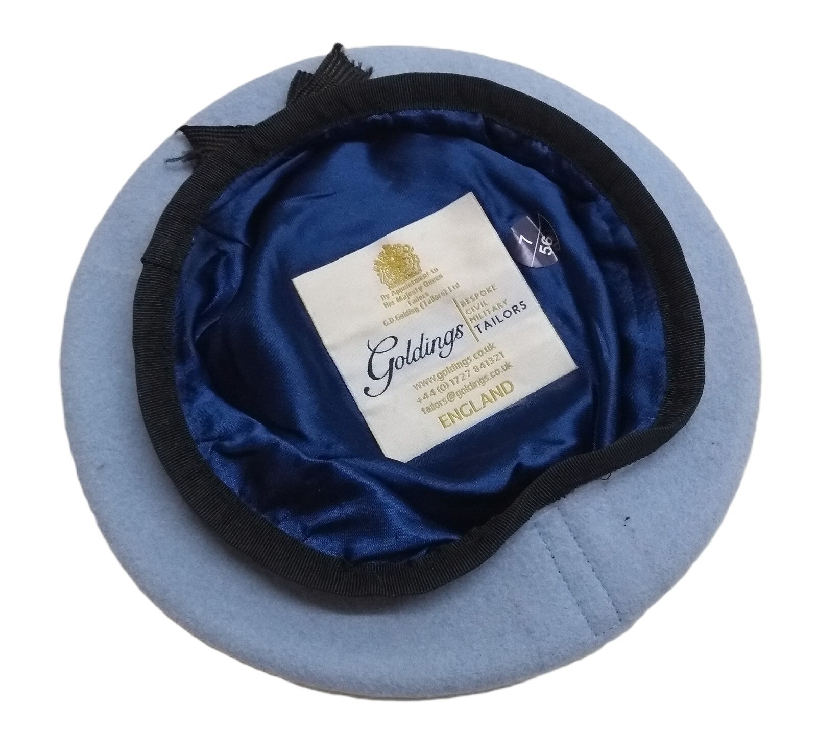 AAC Blue Beret Goldings Army Pattern 100% Wool / Silky Lining & Petersham Trim
