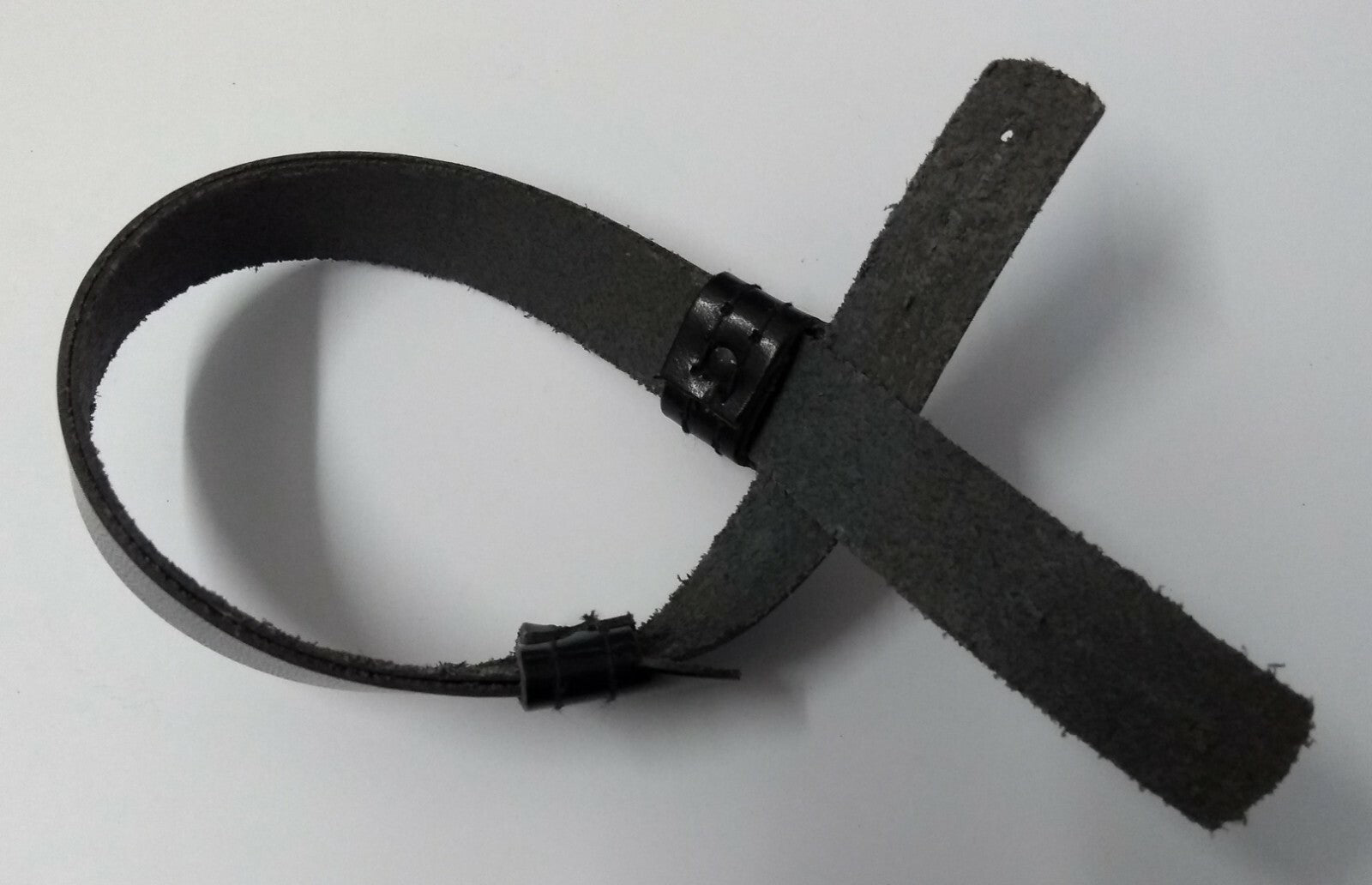 Genuine Issue Black Leather Dress Hat 5/8" Adjustable Chin Strap