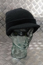 US Black or Olive Peak Radar Hat / Peaked Watch Cap 100% Wool NEW