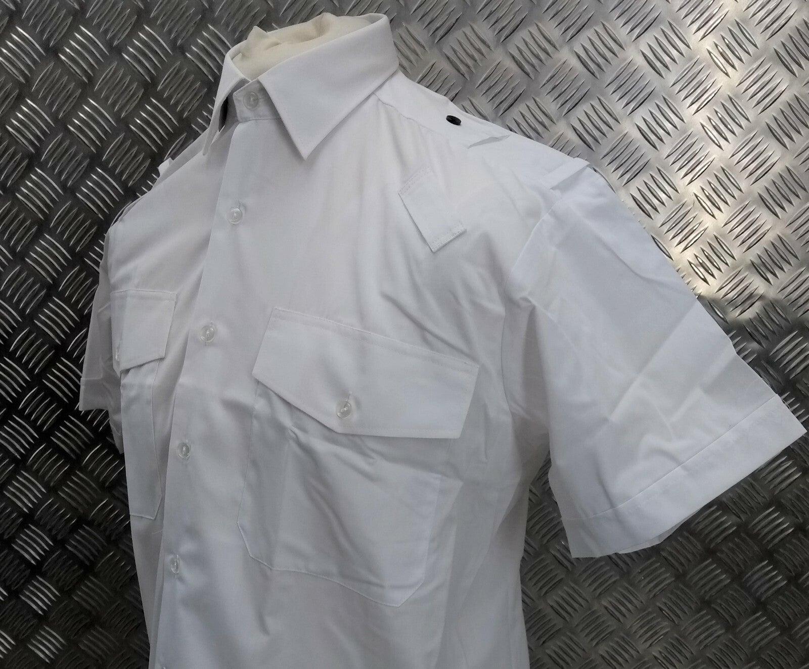 Dress Shirt White Short Sleeves Security Style Size 14.5" Collar NEW